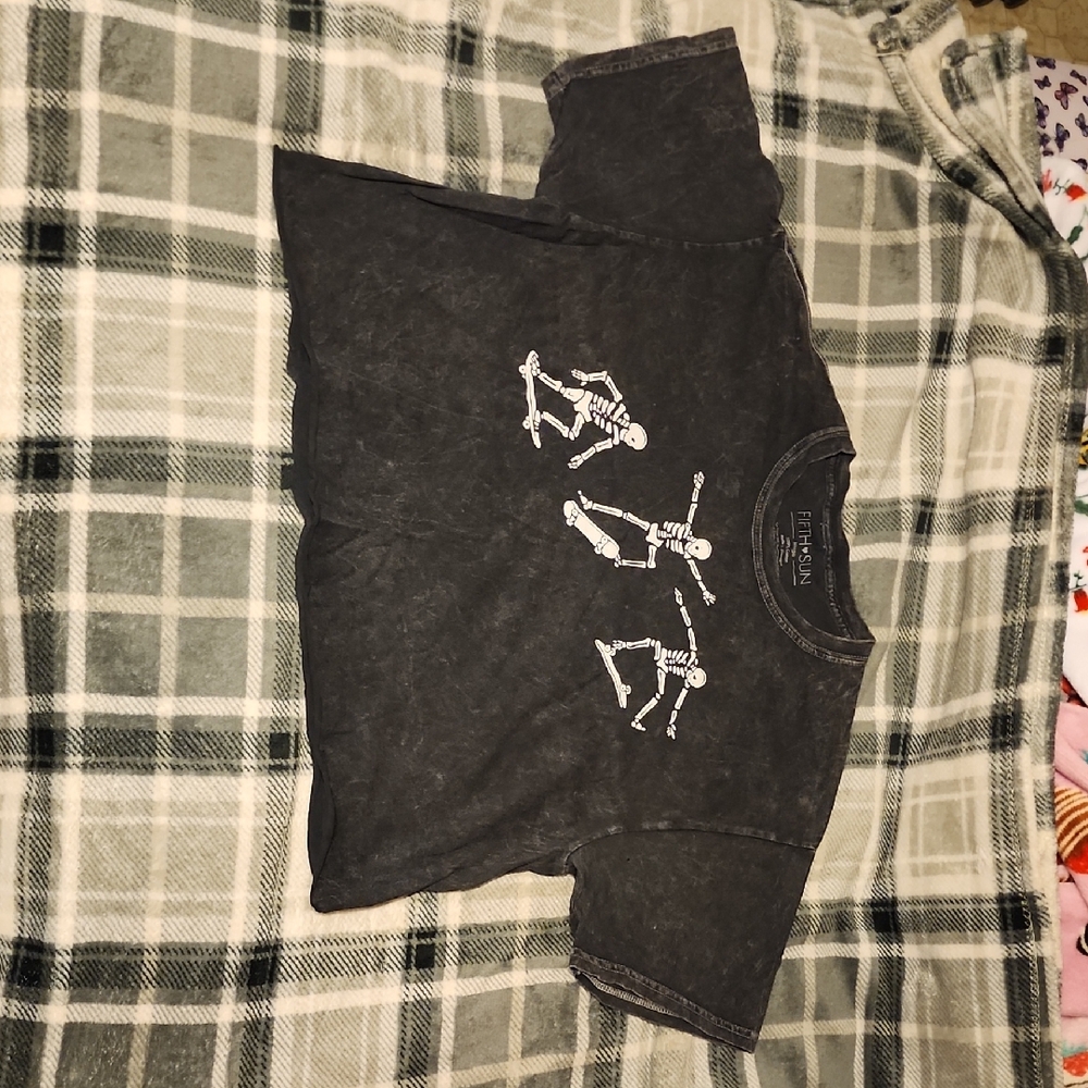 Skateboarding Skeleton Crop Top